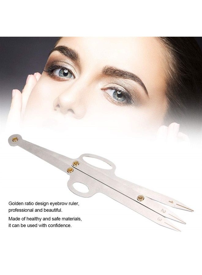 ZJchao Eyebrow Stencil Ruler, Eyebrow Stencil Positioning DIY Ruler Calipers Microblading Supplies Shaper Ruler Permanent Makeup Gold Ratio Eyebrow Measure Stainless Steel Eyebrow Measuring Tool (silver) - Image 3