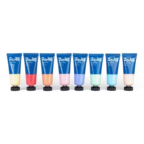 Sculpd Acrylic Paint Set, 8 x 22ml Tubes of Premium Coloured Acrylic, Heavy Body & Vibrant Colors, Paint on Air Dry Clay, Canvas, Ceramic, Fabric, Wood & More, Pastel Tones - Image 2