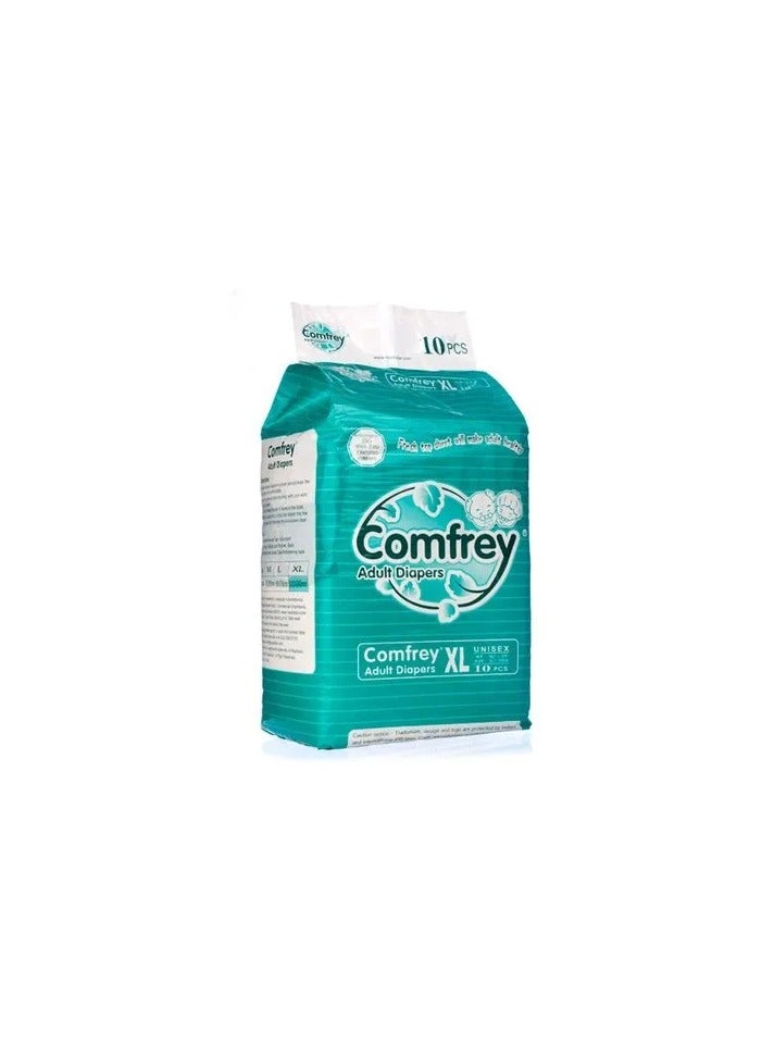 Comfrey Adult Diapers XLarge - 10's Disposable Hip Size 50inches to 65inches