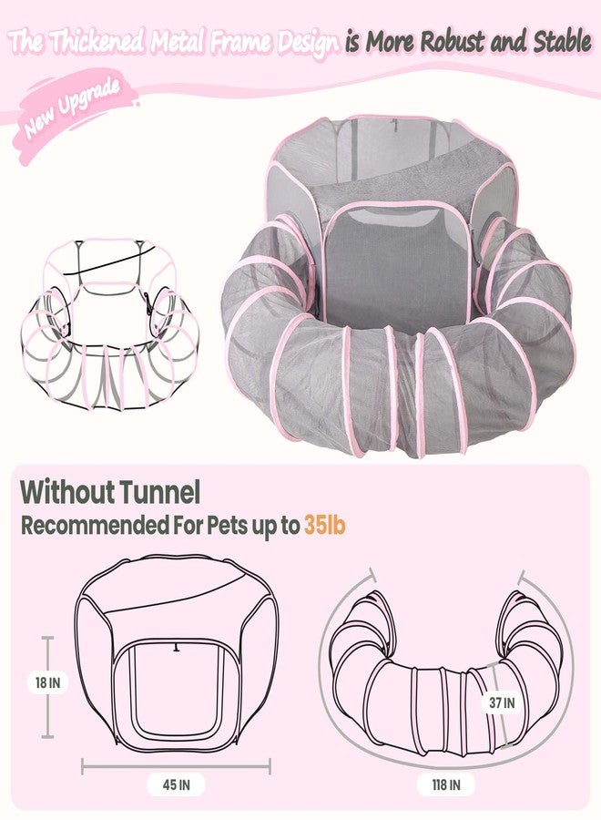X-ZONE PET Portable Catio Playground, Outdoor Cat Enclosure, Enclosed Tent Playpen Tunnel for Indoor Cats & Small Animals, with Bag Storage 45 Inch Pink - Image 4