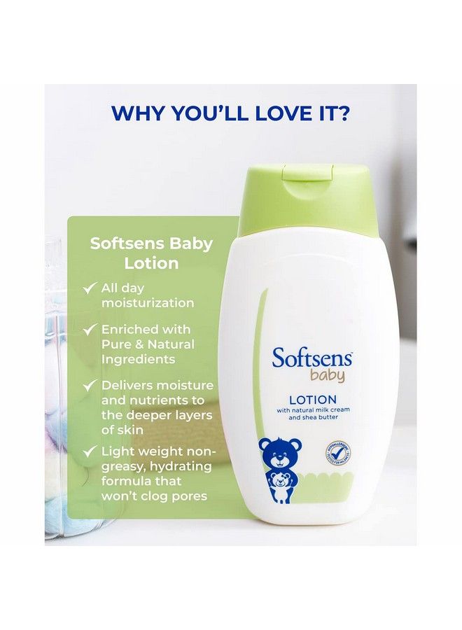 Softsens لوسيون مغذي للأطفال مع كريمة الحليب وزبدة الشيا لترطيب الوجه والجسم للأطفال (200 مل × عبوة من 2 خضراء) - Image 4