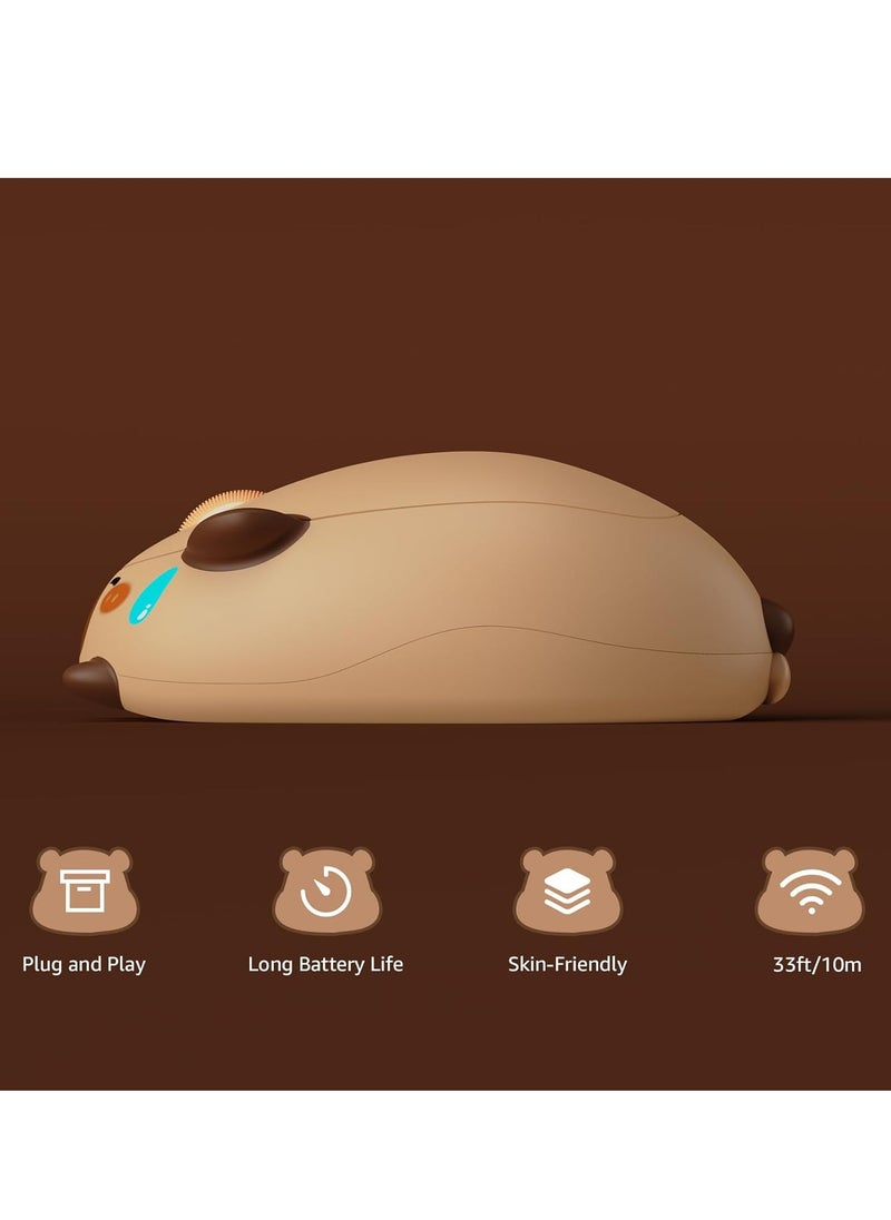 SYOSI - Wireless Gaming Mouse Capybara, 2.4G GHz with a USB Receiver, lovely Optical Cordless Cartoon Mice for Computer Laptop Desktop PC iPad, Compatible with Mac Win - Image 1