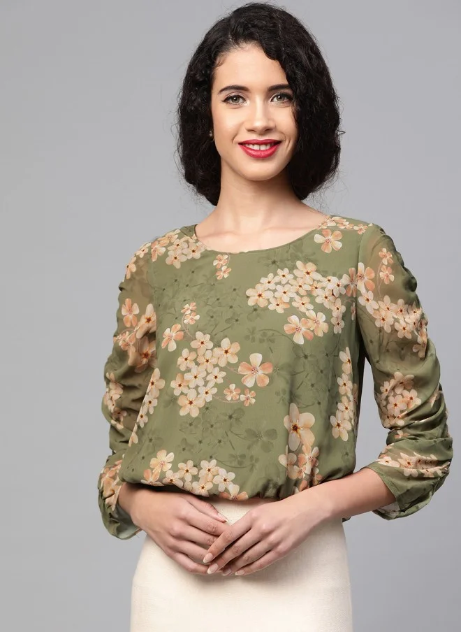 ساسافراس بلوزة نسائية بزهر الزيتون