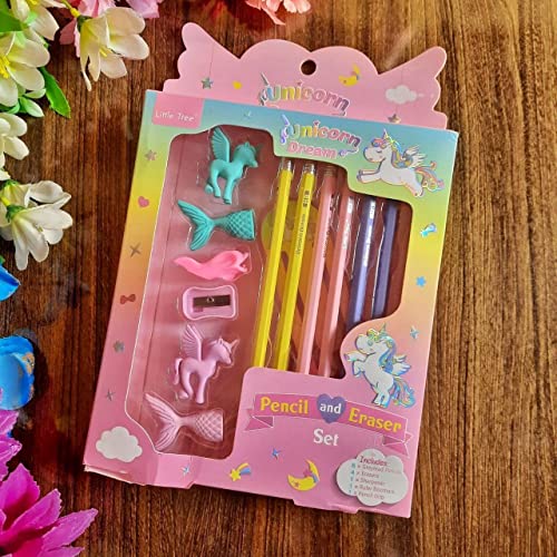 TEMSON Pencil Set for Kids - Pencil Set for Kids for School, Cute Cartoon Design Pencil Set, Graphite Groove Pencils Set, Pencil Set with Eraser Sharpener (Unicorn)(GP 8013-E) - Image 2