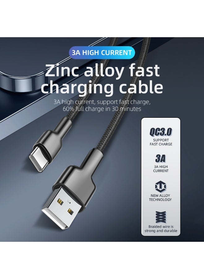 هامزون كابل شحن سريع USB من النوع C 3A بطول 1 متر، سلك شاحن مضفر من النايلون USB A إلى USB C لأجهزة iPhone 17/16/15 Pro Max، iPad Pro/Air، MacBook، Samsung Galaxy S24/S23 Ultra، Xiaomi، OPPO، OnePlus، Huawei - Image 3