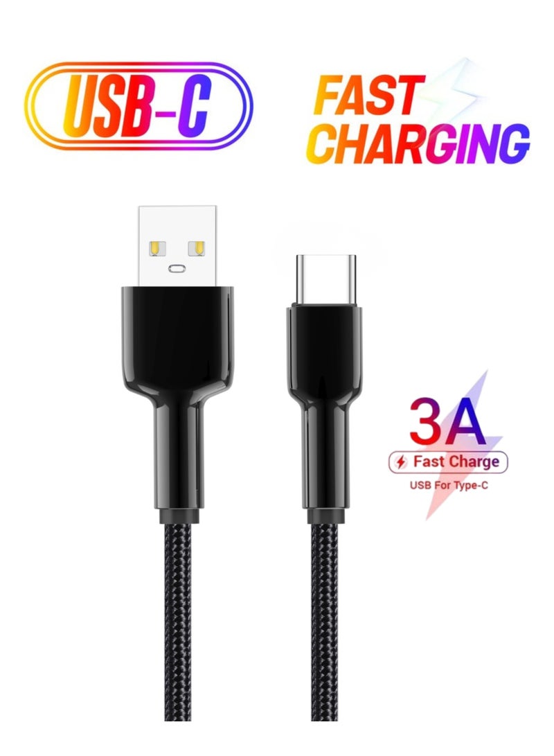 هامزون كابل شحن سريع USB من النوع C 3A بطول 1 متر، سلك شاحن مضفر من النايلون USB A إلى USB C لأجهزة iPhone 17/16/15 Pro Max، iPad Pro/Air، MacBook، Samsung Galaxy S24/S23 Ultra، Xiaomi، OPPO، OnePlus، Huawei - Image 1