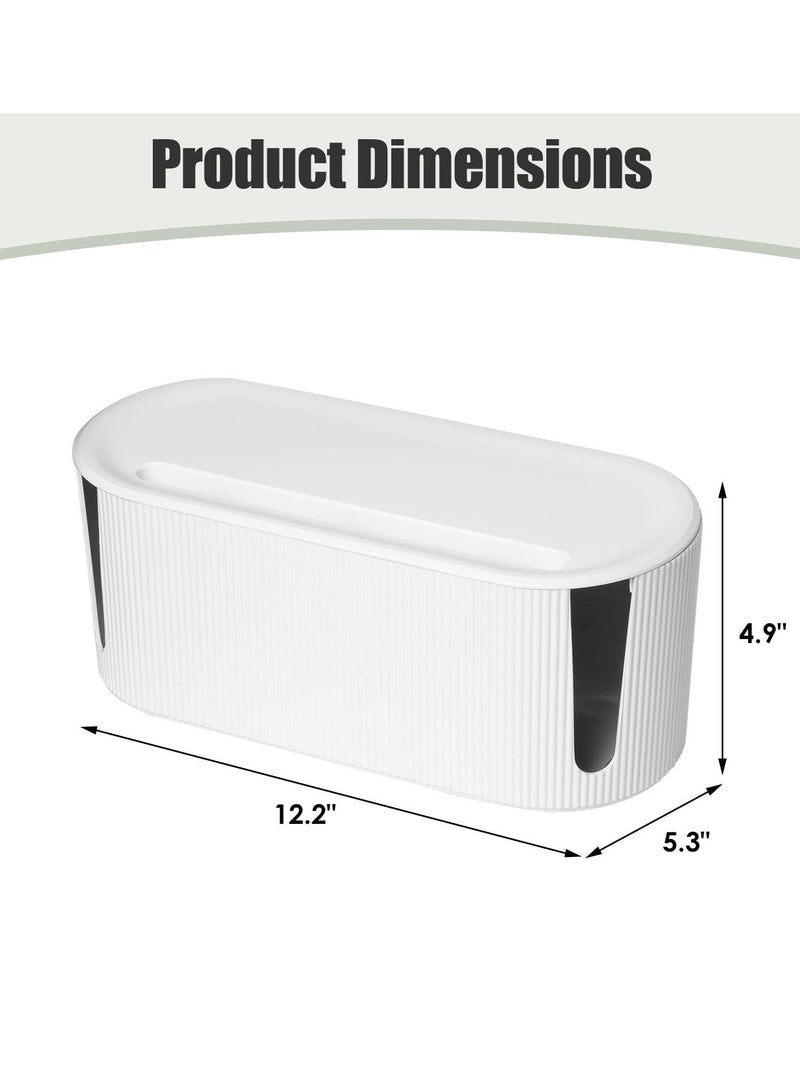 Cable Management Box - Cord Organizer for Desk  Floor, Large  Medium Sizes, Hides Chargers  Surge Protectors, Stylish White Design - Image 5