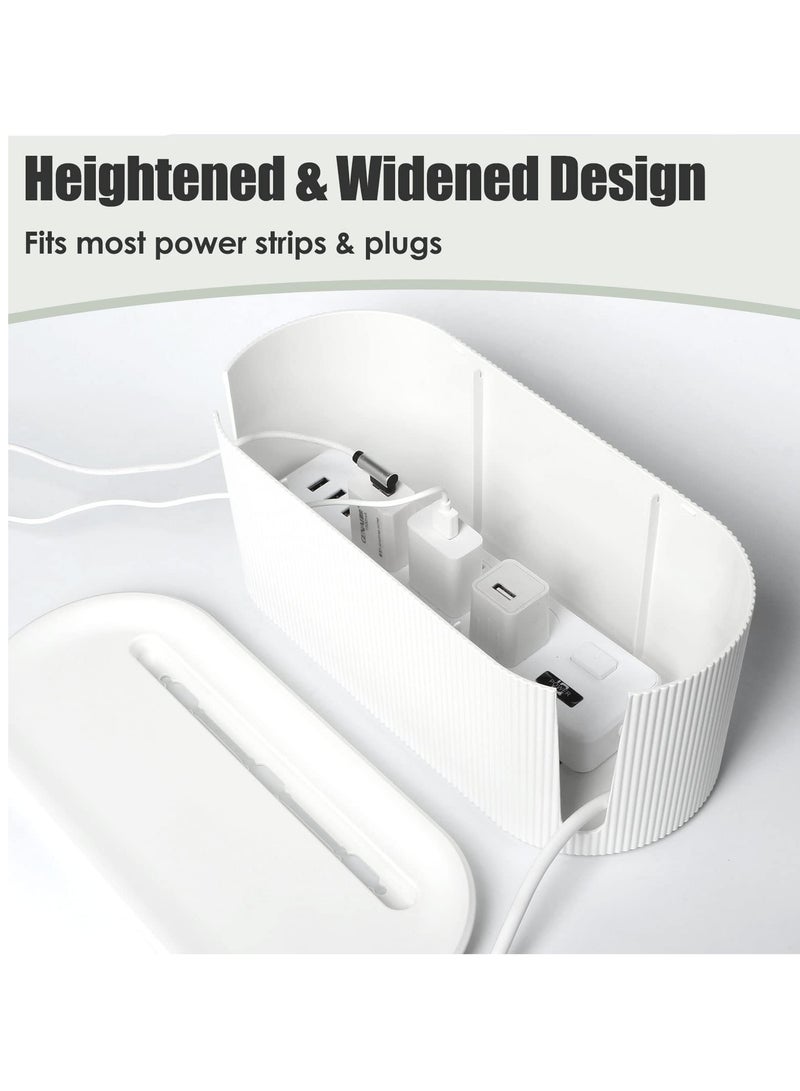 Cable Management Box - Cord Organizer for Desk  Floor, Large  Medium Sizes, Hides Chargers  Surge Protectors, Stylish White Design - Image 3