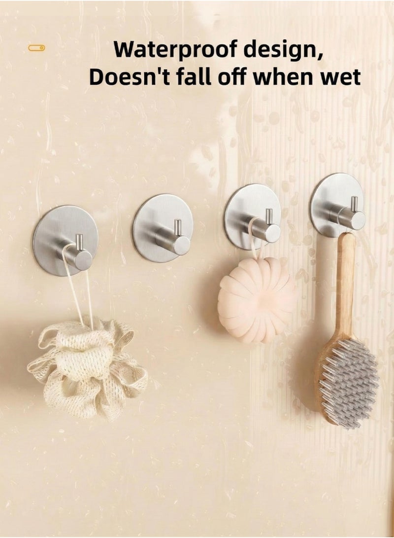 Self Adhesive Hooks 6 Pieces, Brushed Stainless Steel Adhesive Door Hooks, Heavy Duty Wall Hooks for Hanging Towels, Robes, Coats, Keys, Calendars Bathroom Home Kitchen, No Drill Glue Needed - Image 5