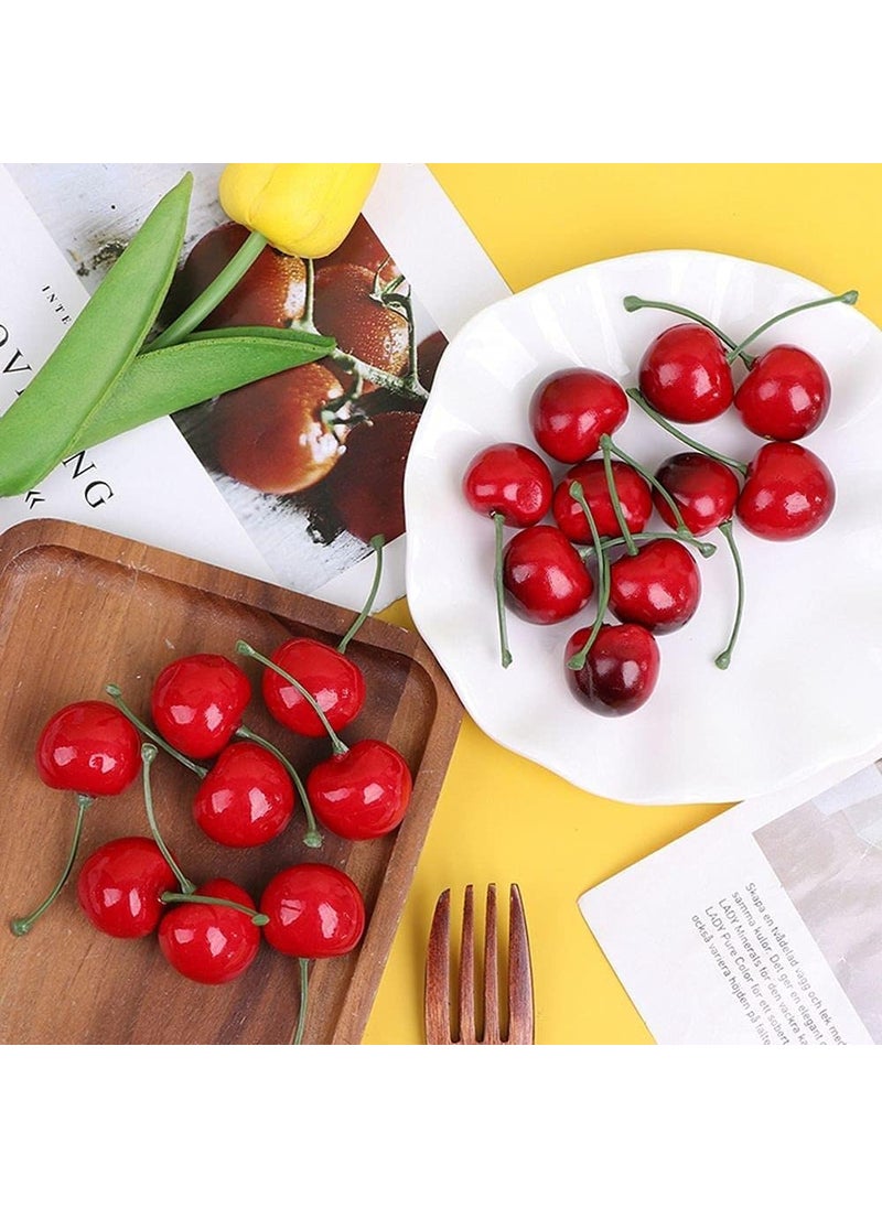 baolaili baolaili 20pcs Red Artificial Cherries  Fake Fruit Decor Simulation Cherry Model Lifelike Fruit Cherry Ornament  Home Kitchen Party Decoration Desk Ornament Photography Prop  - Image 2