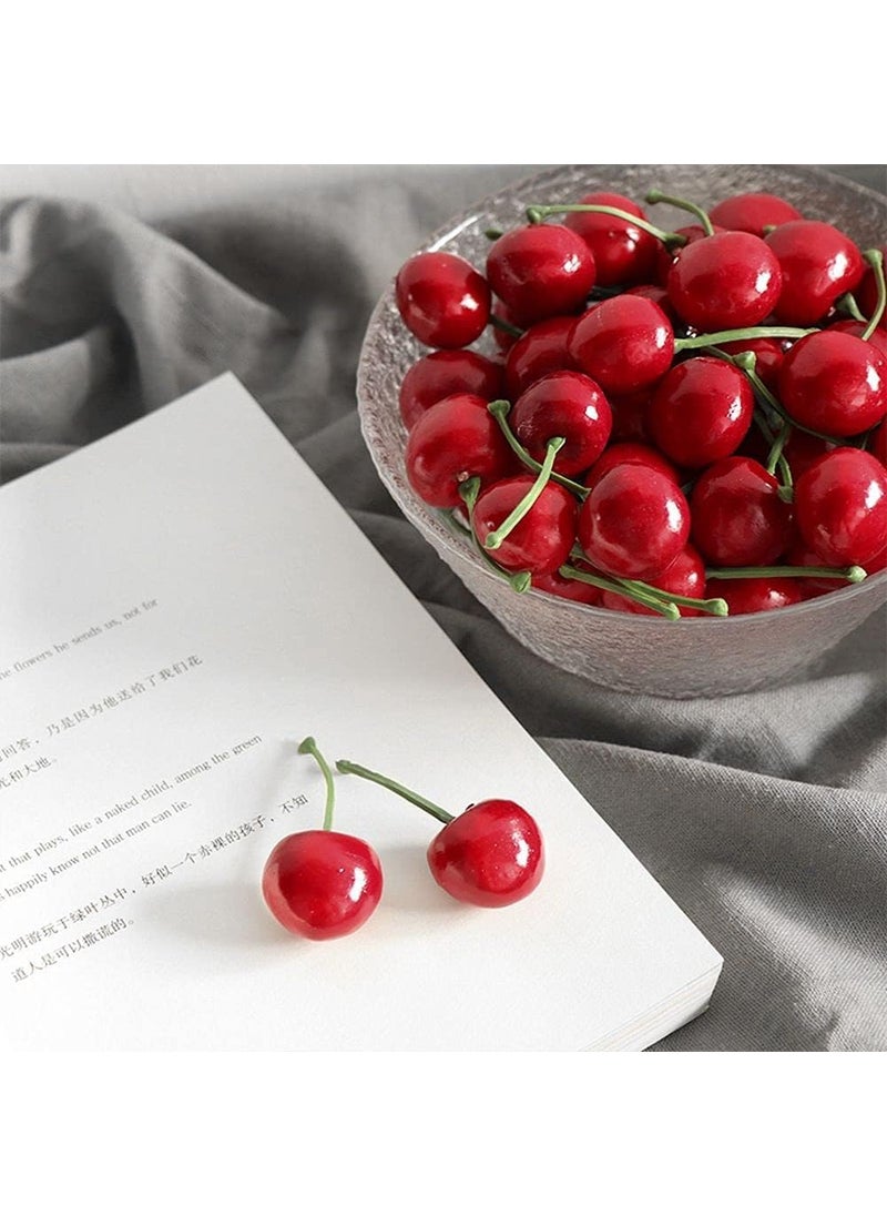 baolaili baolaili 20pcs Red Artificial Cherries  Fake Fruit Decor Simulation Cherry Model Lifelike Fruit Cherry Ornament  Home Kitchen Party Decoration Desk Ornament Photography Prop  - Image 3