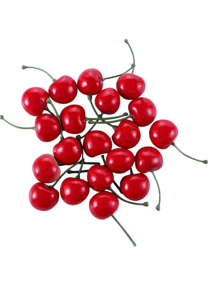 baolaili baolaili 20pcs Red Artificial Cherries  Fake Fruit Decor Simulation Cherry Model Lifelike Fruit Cherry Ornament  Home Kitchen Party Decoration Desk Ornament Photography Prop  - Image 1