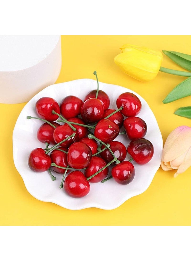 baolaili baolaili 20pcs Red Artificial Cherries  Fake Fruit Decor Simulation Cherry Model Lifelike Fruit Cherry Ornament  Home Kitchen Party Decoration Desk Ornament Photography Prop  - Image 5