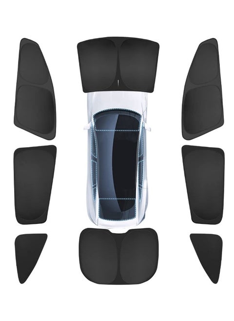 8PCS Sunshade Set for Tesla Model Y, Full Range Whole Vehicle Windows Sun Shade Kit, Front u0026 Rear Windshield Triangular u0026 Side Windows Shade Foldable Insulation Cover for Model Y Accessories