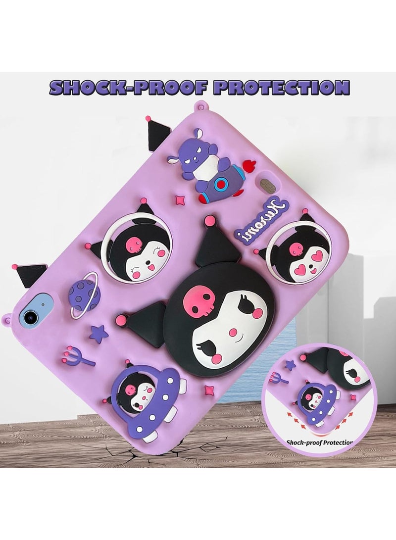 اووكاي جراب أطفال متوافق مع جهاز iPad (A16) الجيل الحادي عشر/العاشر (2025/2022)، غطاء واقٍ من السيليكون المقاوم للصدمات مع حامل وحزام كتف (بنفسجي). - Image 3