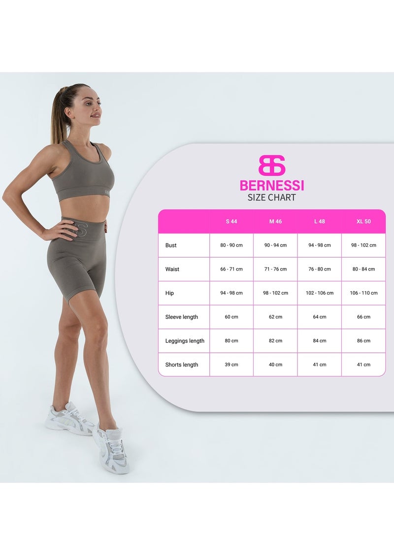 برنيسي - حمالة صدر نسائية عالية الدعم من النايلون للياقة البدنية واليوغا والتمارين الرياضية والرقص والرمادي الراقص - Image 1