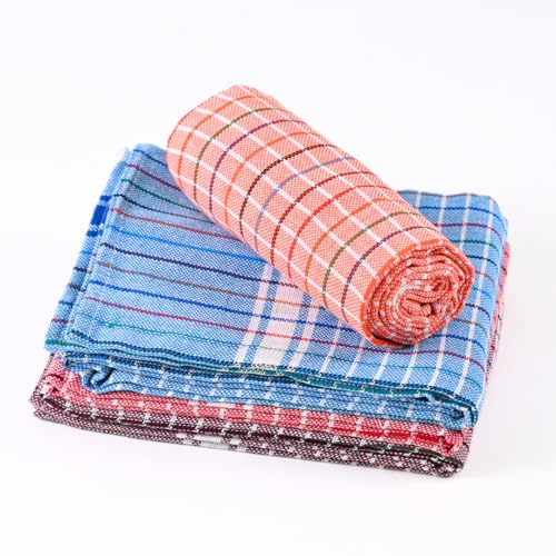 YATTA Cotton Kerala Thorthu Gamcha Bath Towels Set of 4 | Pure Cotton, Thin, Lightweight & Quick Dry | Soft, Absorbent Handloom Style | 49x26 Inch - Image 2