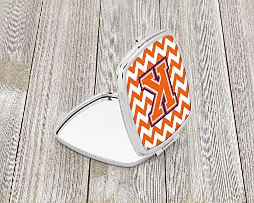 Caroline's Treasures CJ1062-KSCM Letter K Chevron Orange and Regalia Compact Mirror Decorative Travel Makeup Mirror for Women Girls Gifts Pocket Makeup Mirror Folding Handheld - Image 2