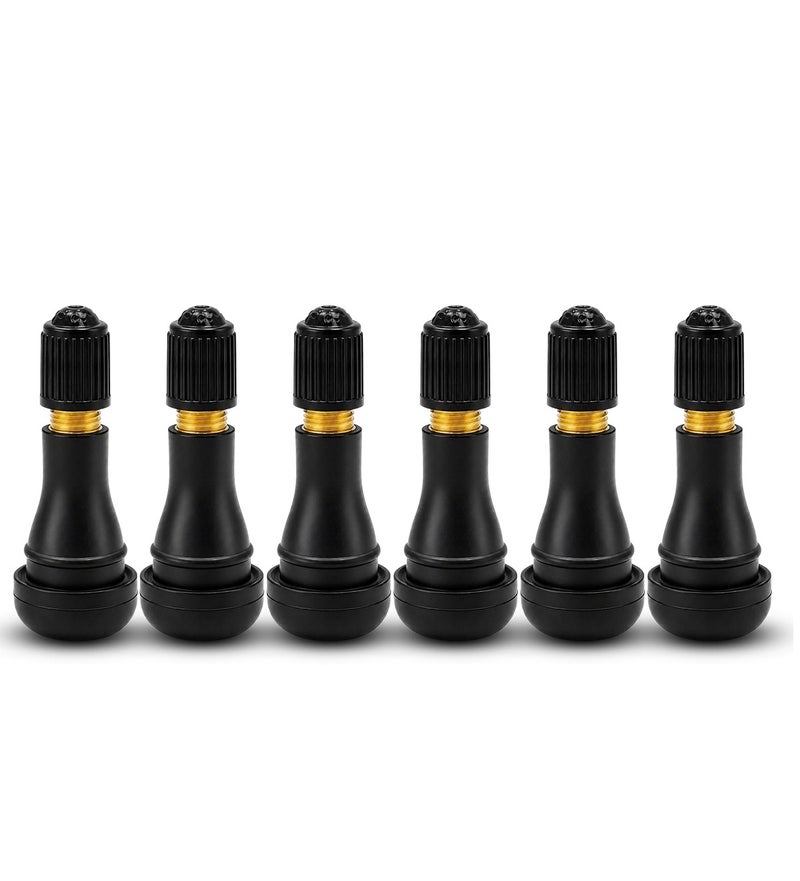 6PCS TR414 Tubeless Tire Valve Stem Set for Car, Motorcycle, Bicycle & Electric Vehicle Wheels, Leak Proof Rubber Tire Valve with Dust Caps, High Temperature Resistant Universal Tire Air Valve Replacement Pack. - Image 1