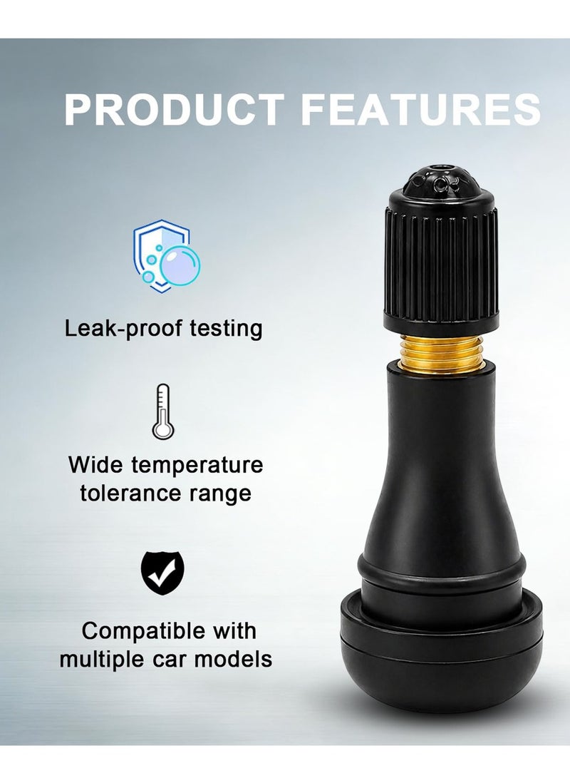 6PCS TR414 Tubeless Tire Valve Stem Set for Car, Motorcycle, Bicycle & Electric Vehicle Wheels, Leak Proof Rubber Tire Valve with Dust Caps, High Temperature Resistant Universal Tire Air Valve Replacement Pack. - Image 2