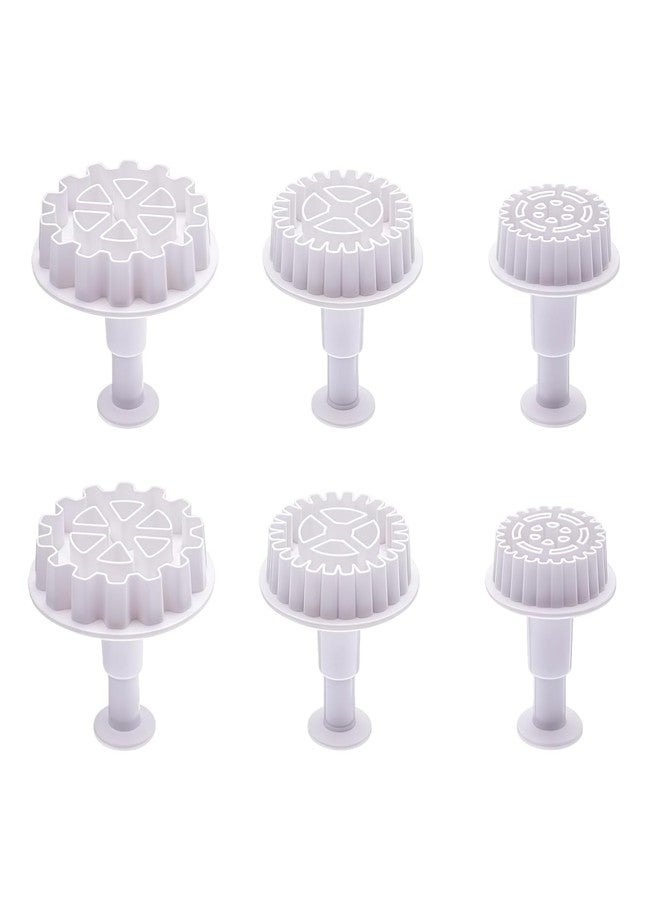 GANPUB 6Pcs Gear Cookie Cutters, Steampunk Cogs Plunger Mold, 3D Gear Cookie Stamp Mold, Clock Wheel Biscuits Fondant Molds for Cake Cookie food Decoration Cookie Cutters Baking Tools - Image 1