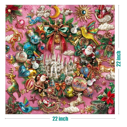 Antelope Puzzle Christmas Jigsaw Puzzle 1000 Pieces for Adults  Wreath of Jingle Holiday Winter Scene Fun Family Christmas Puzzle Gift - Image 5