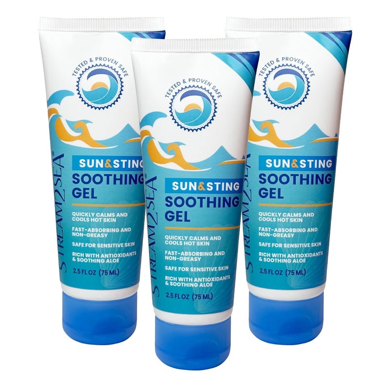 STREAM 2 SEA Sun  Sting Soothing Aloe Gel Organic Aloe Vera Gel for Face  Body After Sun Care  Sunburn Relief  Pack of 3