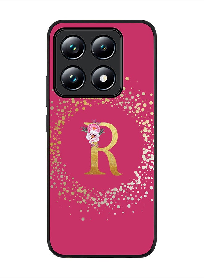 Stylizedd For Xiaomi 14T pro Case,Slim fit Camera Protection, Shockproof Thin Phone cover - Custom Monogram Floral - R ( Deep Pink ) - Image 1