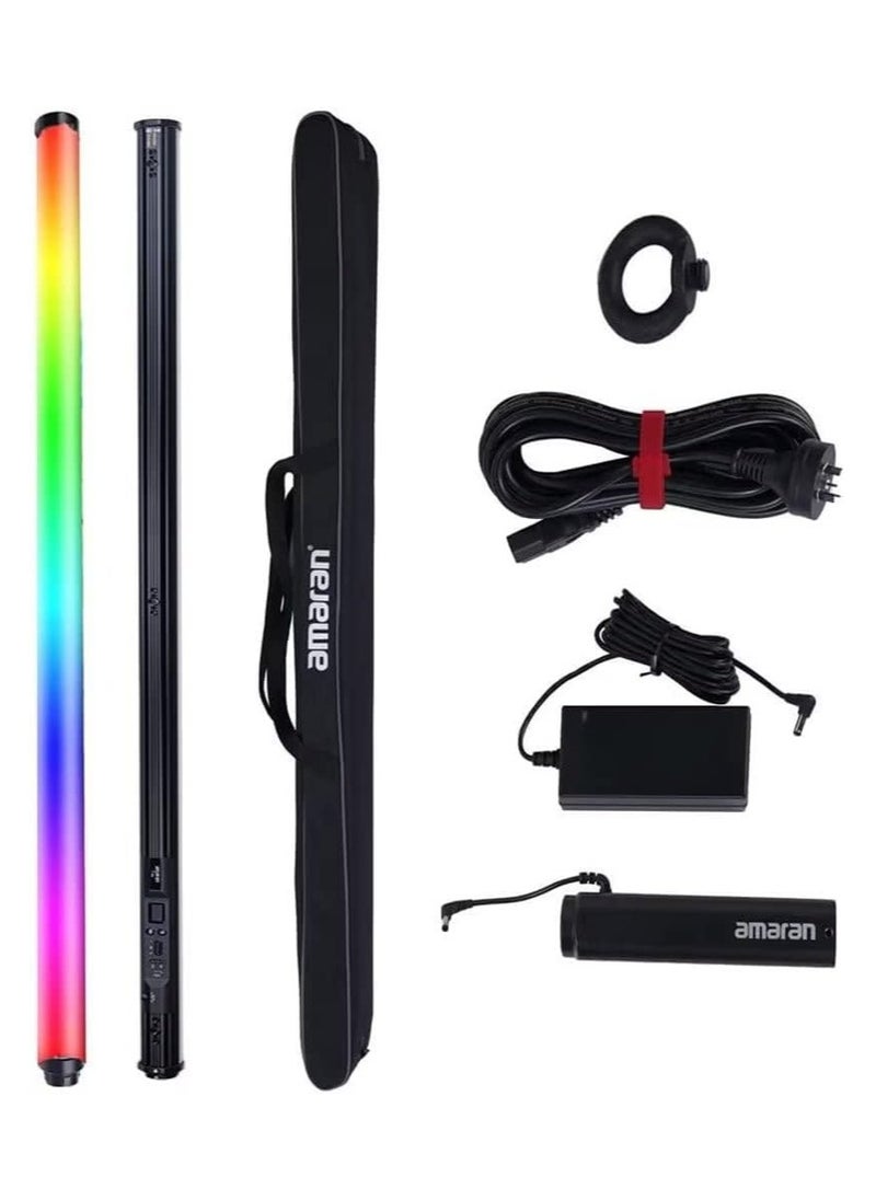 Amaran T4C RGBWW LED Tube Light – 4-Foot 40W Full-Color LED Tube with Adjustable CCT (2500K–7500K), Removable Battery Grip, Sidus Link App & DMX Control, Built-in Lighting Effects, Portable for Video, Film, and Creative Content