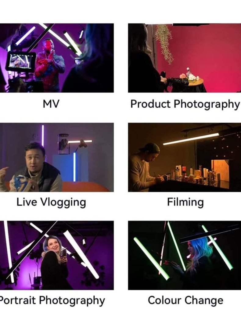Amaran T4C RGBWW LED Tube Light – 4-Foot 40W Full-Color LED Tube with Adjustable CCT (2500K–7500K), Removable Battery Grip, Sidus Link App & DMX Control, Built-in Lighting Effects, Portable for Video, Film, and Creative Content