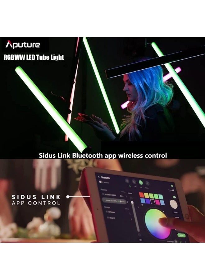 عماران ضوء أنبوب LED RGBWW من Amaran T4C – بطول 4 أقدام وبقدرة 40 واط، ألوان كاملة مع حرارة لون قابلة للتعديل (2500K–7500K)، مقبض بطارية قابل للإزالة، تحكم عبر تطبيق Sidus Link وDMX، تأثيرات إضاءة مدمجة، محمول ومثالي للإنتاج الإبداعي - Image 2