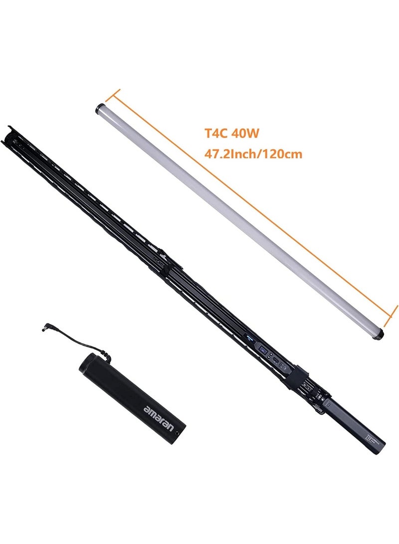 عماران ضوء أنبوب LED RGBWW من Amaran T4C – بطول 4 أقدام وبقدرة 40 واط، ألوان كاملة مع حرارة لون قابلة للتعديل (2500K–7500K)، مقبض بطارية قابل للإزالة، تحكم عبر تطبيق Sidus Link وDMX، تأثيرات إضاءة مدمجة، محمول ومثالي للإنتاج الإبداعي - Image 4