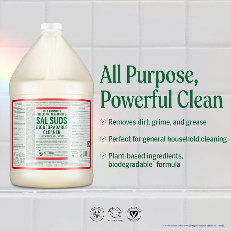 Dr. Bronner's Sal Suds Biodegradable Cleaner - 1 Gallon, Pine Scent - Image 2