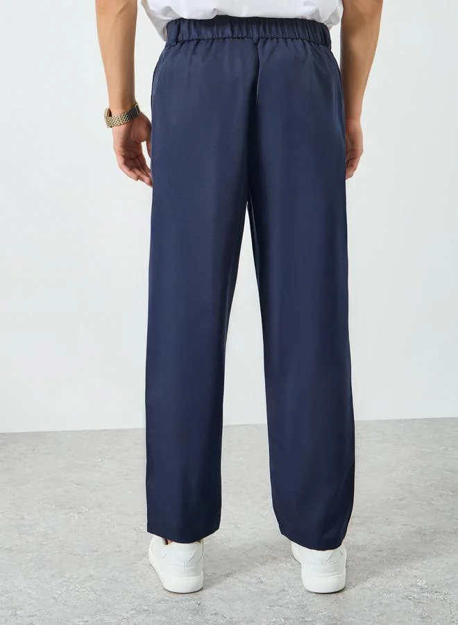 Take Two Navy Blue Men Navy Blue Pleated Straight Leg Pants for Men | Best Price UAE