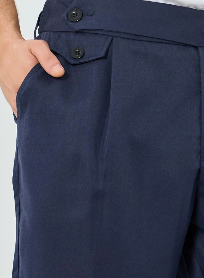 Take Two Navy Blue Men Navy Blue Pleated Straight Leg Pants for Men | Best Price UAE