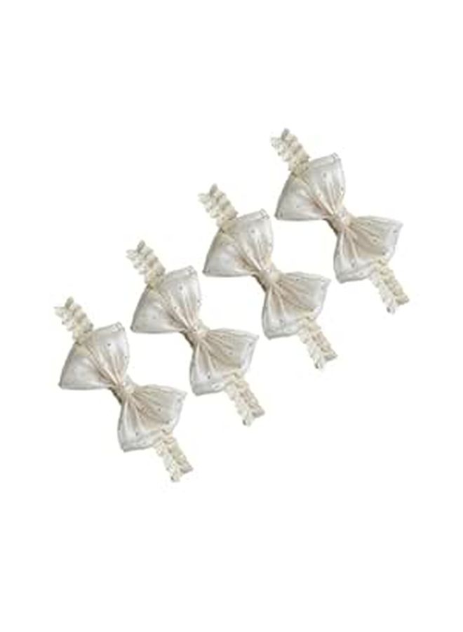 4Pcs Ivory White Bowknot Hair Bands Stretch Headbands For Infant Photography Daily Wear - Image 1