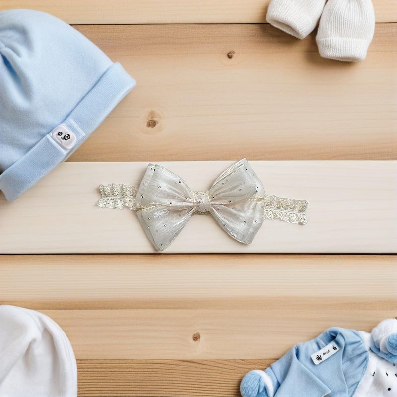 4Pcs Ivory White Bowknot Hair Bands Stretch Headbands For Infant Photography Daily Wear - Image 5