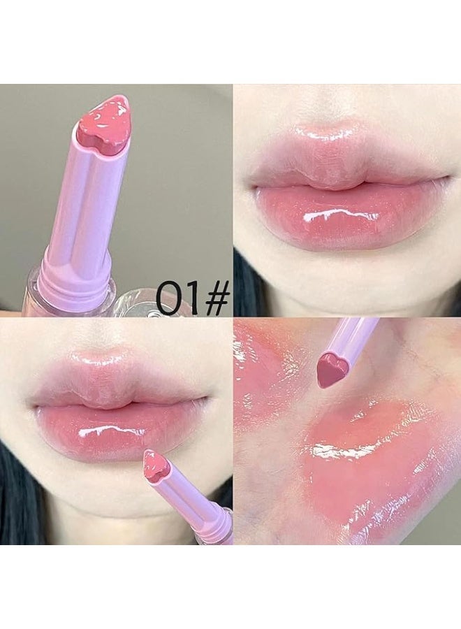 3 Colors Jelly Lipstick Gift Set, Tinted Heart Shape Lip Stain, Lip Gloss, Mirror Hydrating Jelly Love Lipstick, Moisturizing Tinted Lip Balm, Vivid Color Glossy Lip Makeup, for Girls - Image 4