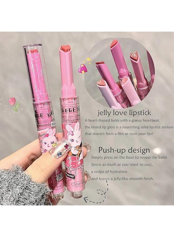 3 Colors Jelly Lipstick Gift Set, Tinted Heart Shape Lip Stain, Lip Gloss, Mirror Hydrating Jelly Love Lipstick, Moisturizing Tinted Lip Balm, Vivid Color Glossy Lip Makeup, for Girls - Image 3