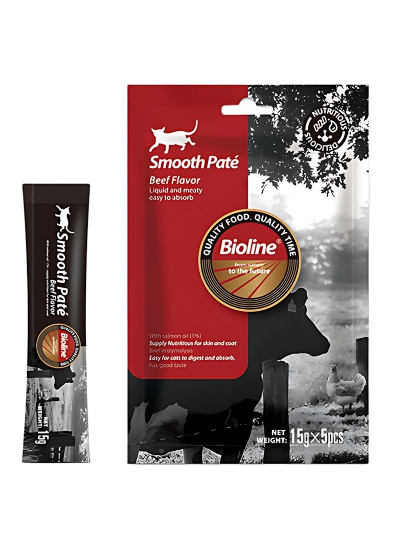 بايولاين بيولاين ناتشورال فيست باتيه ناعم بنكهة لحم البقر (15 جرام × 5 قطع)