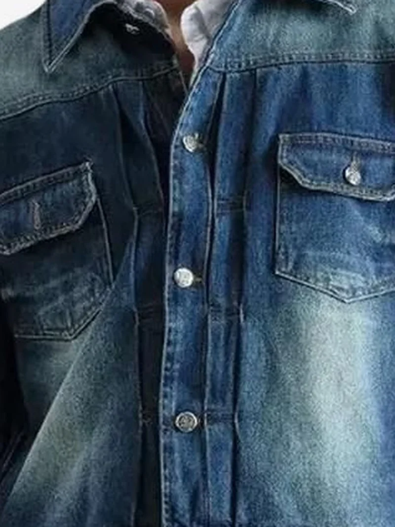 Giesto Maya Blue GIESTO Denim Buttoned Jacket with Pocket for Men | Best Price UAE