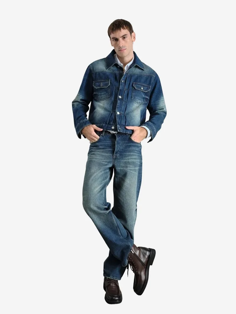 Giesto GIESTO Denim Buttoned Jacket with Pocket