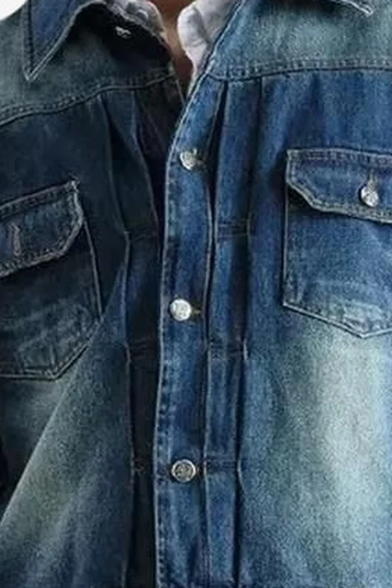 Giesto Maya Blue GIESTO Denim Buttoned Jacket with Pocket for Men | Best Price UAE