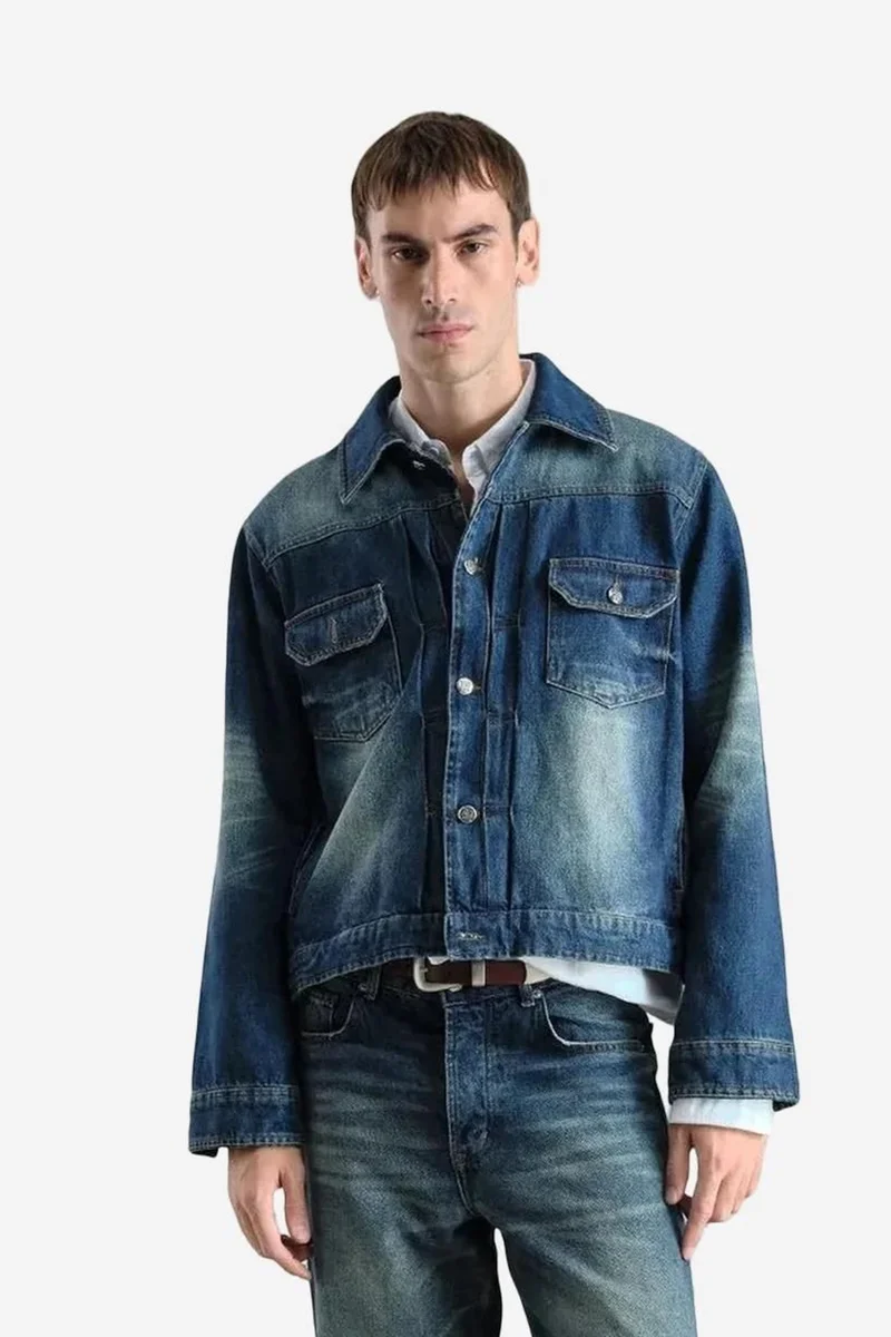GIESTO Denim Buttoned Jacket with Pocket