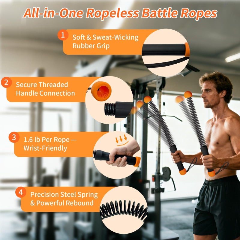 AESTLL Ropeless Battle Ropes Weighted â€” 2 Pack Portable Cordless Battle Ropes for HIIT & Cardio Full-Body Workout Tool with Non-Slip Spiral Handles, Travel-Friendly Home Gym Equipment for Women & Men - Image 2