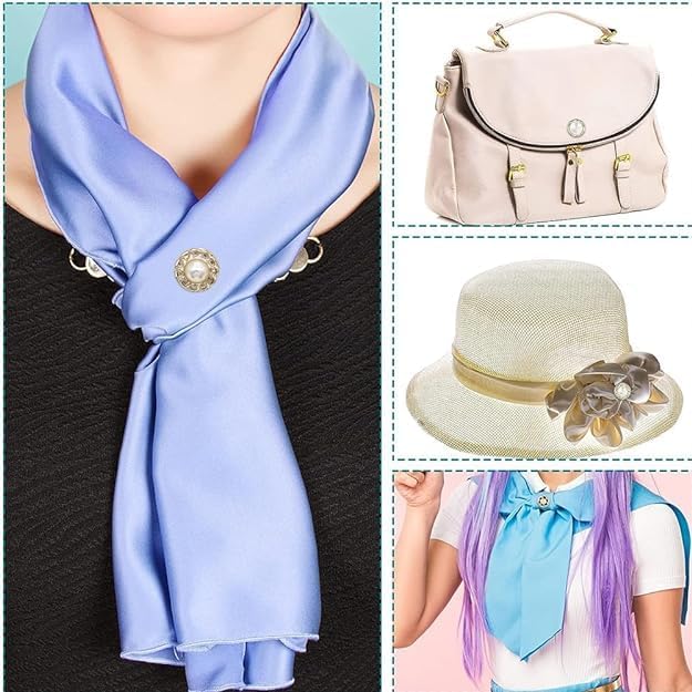 KRIAA ENTERPRISE KRIAA ENTERPRISE 30 Pcs Pearl Buttons Brooch Pins Mini Safety Shirt Buttons for Saree Dress Blouse and More - Image 5