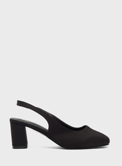Ginger Satin Rounded Square Toe Slingback Pump