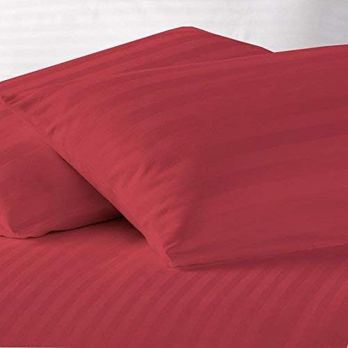 Daksh Sateen Stripe 300 TC Cotton Pillow Cover, 17 x 27 inch, Red, 2 Pieces - Image 3