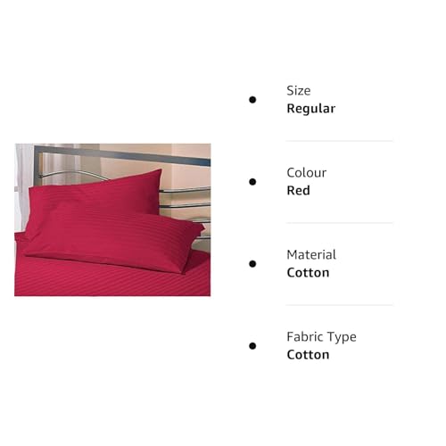 Daksh Sateen Stripe 300 TC Cotton Pillow Cover, 17 x 27 inch, Red, 2 Pieces - Image 5