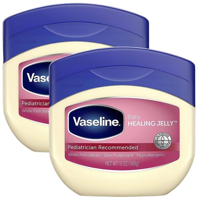 Vaseline فازلين هيلينغ جيلي للأطفال، عبوة 2 – مرطب غير مسبب للحساسية للعناية بالرضع، طفح الحفاض، البشرة الحساسة والجافة، برائحة بودرة الأطفال، 13 أونصة لكل عبوة - Image 1